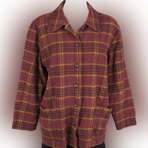 Bobbie Brooks 16 vintage red flannel shirt jacket